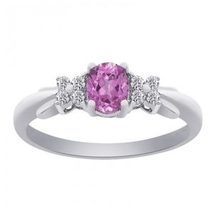 0.40 Carat Oval Cut Pink Sapphire & Diamond Ring